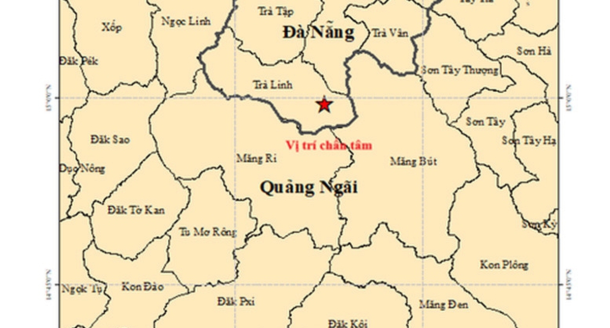 Nóng: 5 trận động đất liên tiếp xảy ra ở Đà Nẵng và Quảng Ngãi