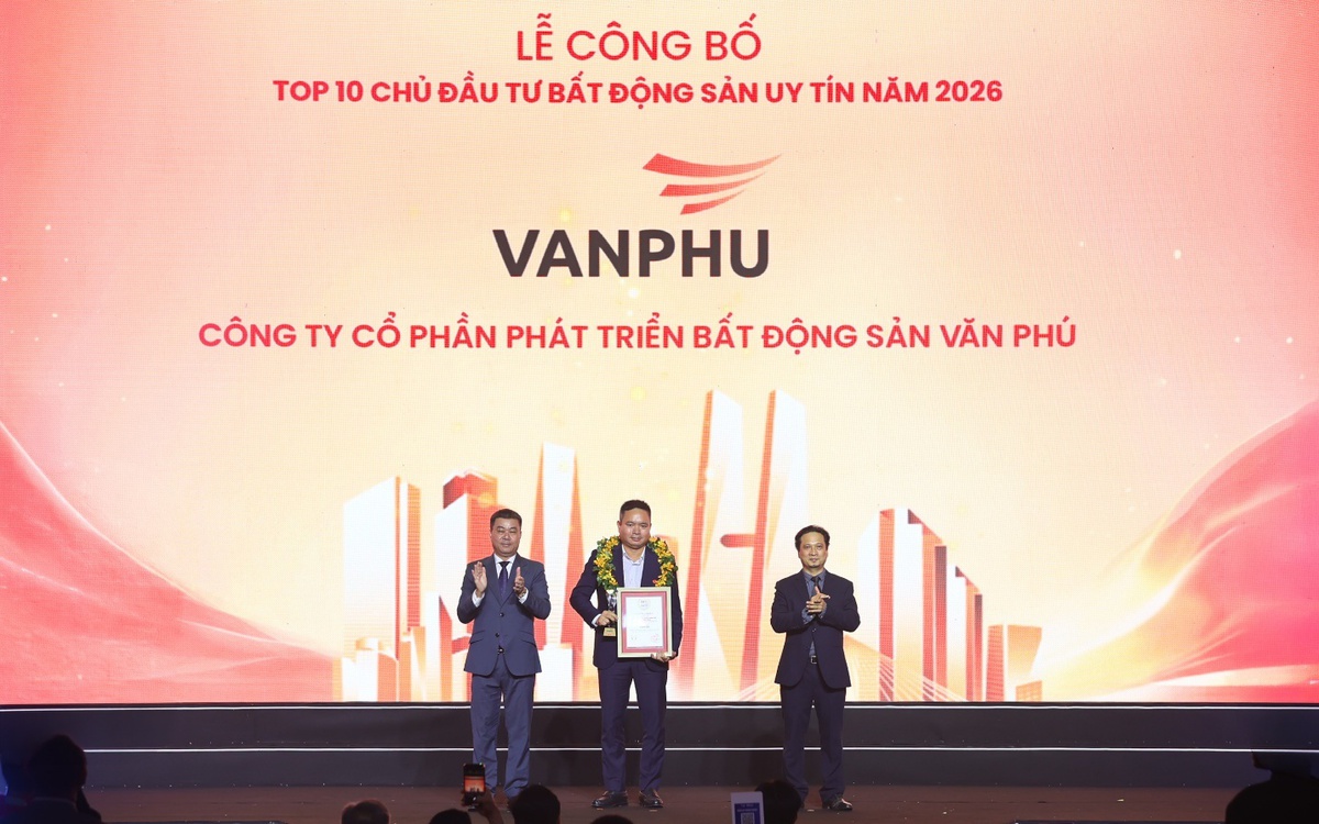 Văn Phú đạt top 10 chủ đầu tư Bất động sản uy tín 2026