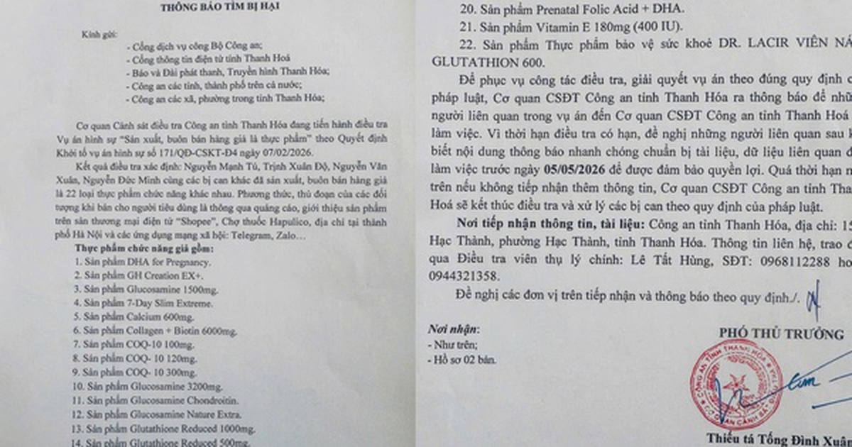 Triệt phá đường dây sản xuất, buôn bán 22 loại thực phẩm chức năng giả