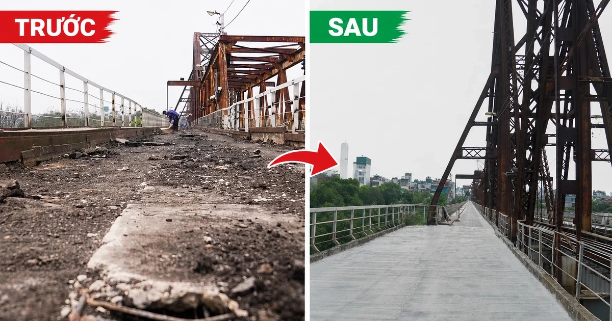 Hơn 1 tháng sửa chữa, cầu Long Biên thay đổi thế nào?