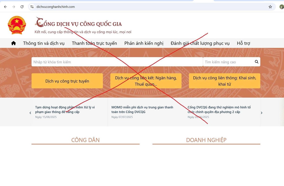 Công an cảnh báo gấp tất cả người dân truy cập “dichvuconghanhchinh.com”