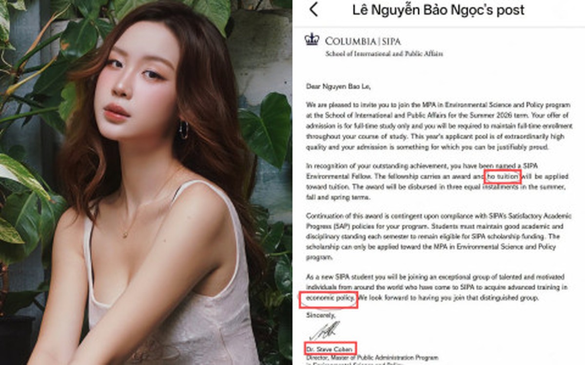 Hoa hậu Bảo Ngọc bị tố "phông bạt" thư mời học thạc sĩ trường top đầu thế giới, động thái mới nhất gây bàn tán