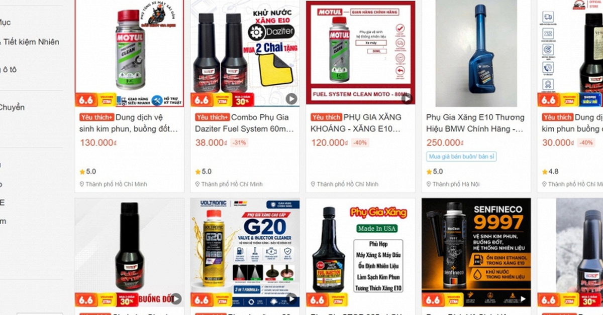Loạn xới phụ gia ổn định xăng E10 trên sàn thương mại điện tử, có loại cháy hàng!