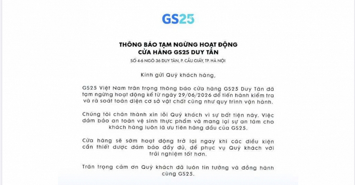 X: GS25 thông báo tạm ngừng hoạt động 1 cửa hàn...