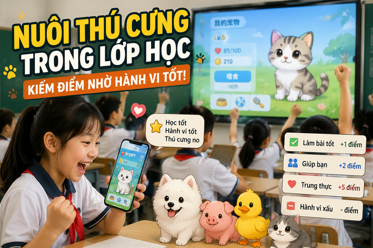 Nhà trường tặng thú cưng AI cho học sinh để nuôi lớn bằng điểm số: Làm bài tập tốt được 1 điểm, trung thực được 5 điểm