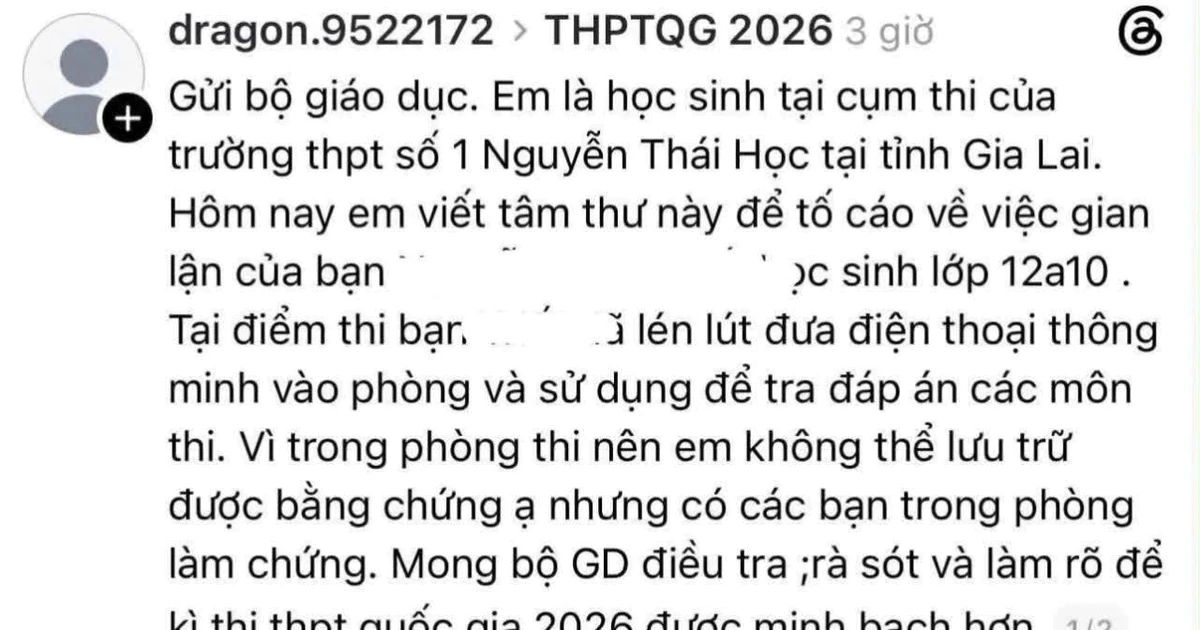 Học sinh Gia Lai bị tố dùng điện thoại trong phòng thi tốt nghiệp
