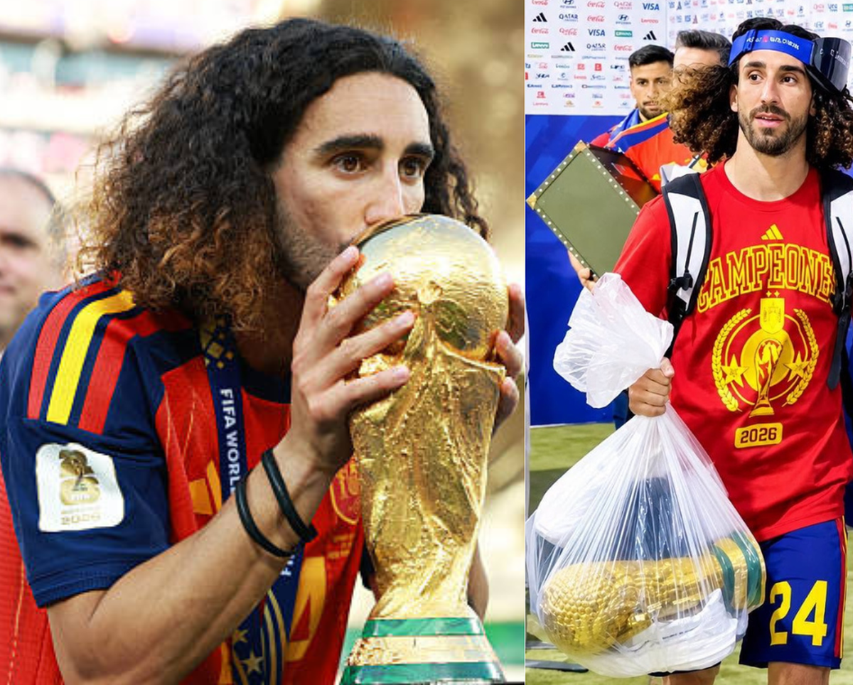 Xôn xao cầu thủ Tây Ban Nha xách cúp vô địch World Cup bằng túi nilon, sự thật bất ngờ