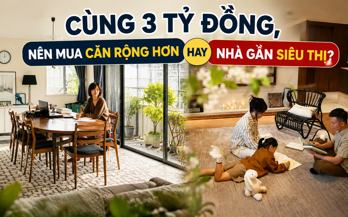 Cùng 3 tỷ đồng, nên mua căn rộng hơn hay nhà gần siêu thị? Có con nhỏ mới hiểu lựa chọn nào đáng tiền hơn