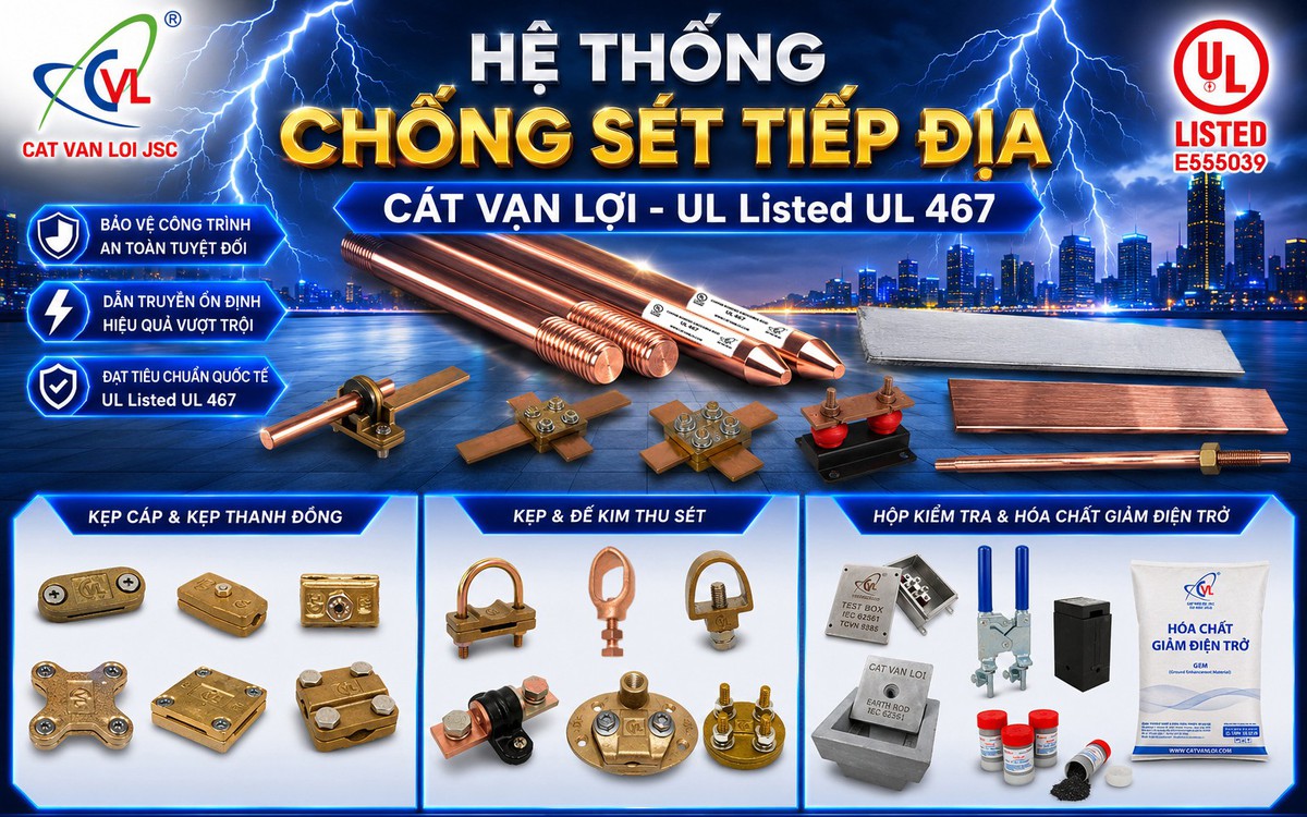 Hệ thống chống sét tiếp địa Cát Vạn Lợi "Made by Vietnam" đạt UL 467