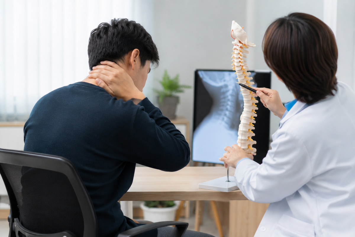 Cúi đầu lướt điện thoại 7 tiếng/ngày, nam thanh niên mất tự tin vì "cổ rùa"