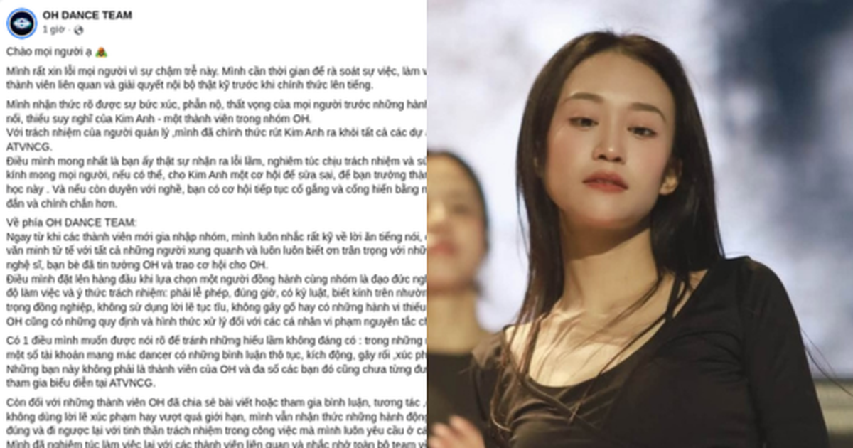 OH Dance Team rút vũ công Kim Anh khỏi các dự án tiếp theo của “Anh trai vượt ngàn chông gai”