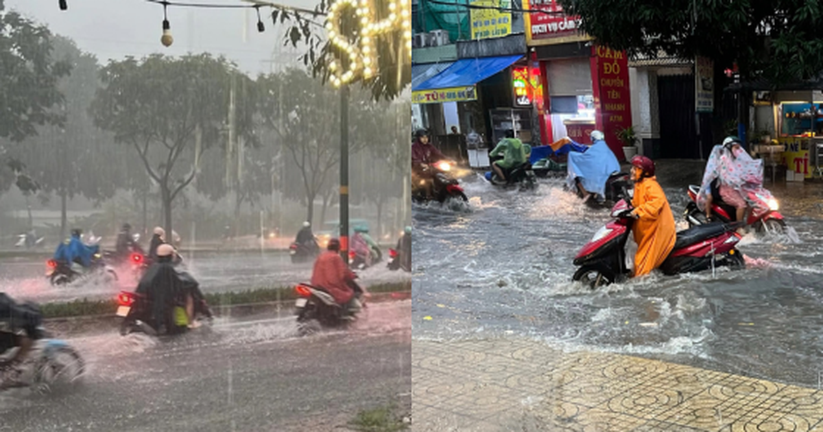 TP.HCM mưa như trút giờ tan tầm: Một số nơi ngập quá nửa bánh xe, có người mất hơn 1 tiếng mới về đến nhà
