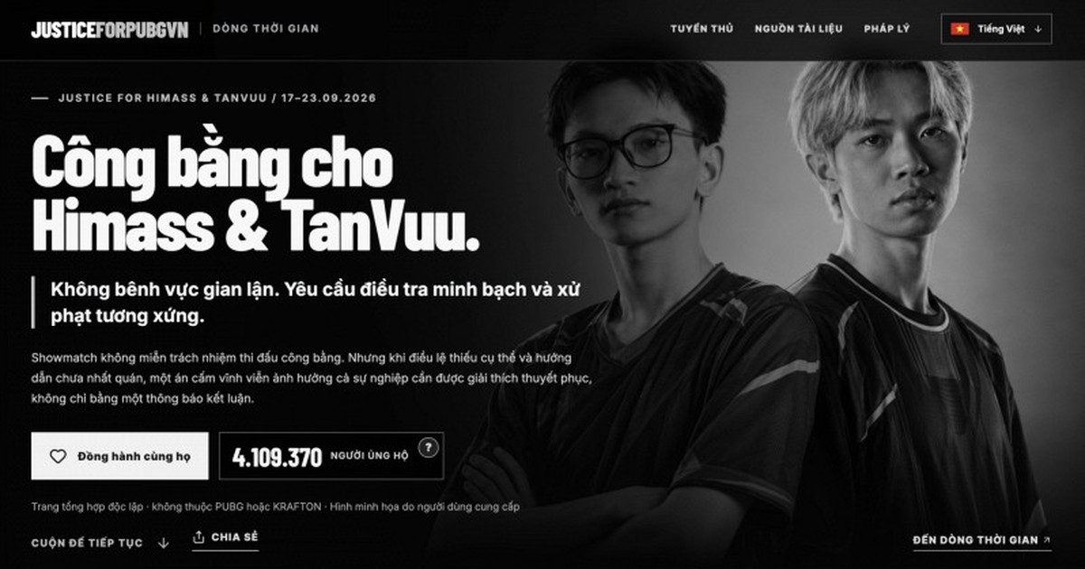 Hơn 4 triệu người ký đơn đòi công bằng cho hai tuyển thủ Himass và Tan Vuu