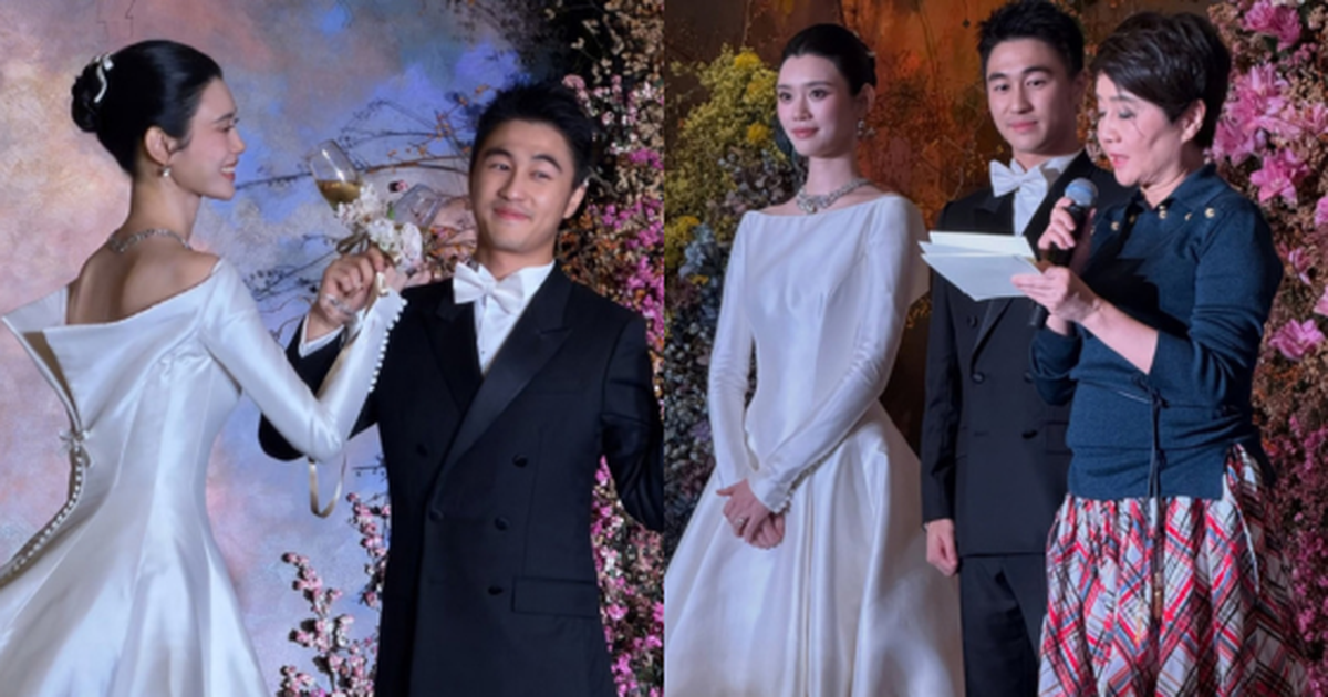 Hề Mộng Dao mặc lại váy cưới Dior trong tiệc cưới ở Macau, "bà Tư" gia tộc vua sòng bạc công khai cảm ơn con dâu