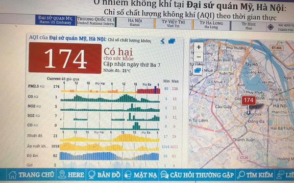 H&#224; Nội lại &#244; nhiễm kh&#244;ng kh&#237; nghi&#234;m trọng