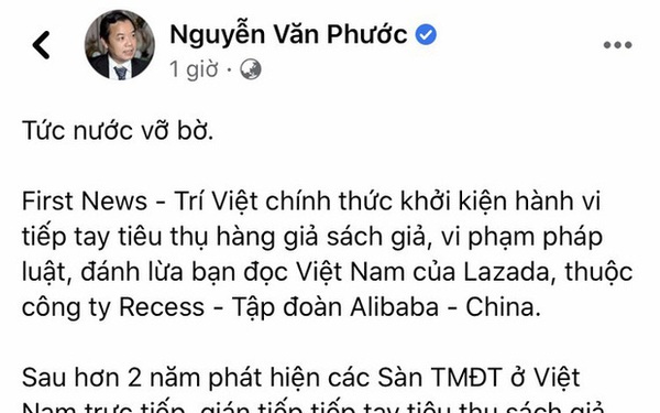 Nóng: Nhà sách Việt Nam First News chính thức khởi kiện sàn TMĐT Lazada
