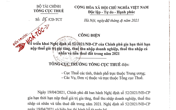 30/7 là hạn chót nộp giấy đề nghị gia hạn nộp thuế, tiền thuê đất theo Nghị định 52