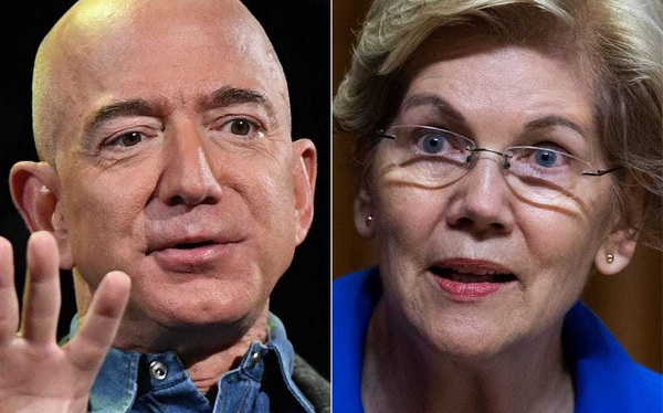 Tỷ phú Jeff Bezos (trái) và Thượng Nghị sỹ Elizabeth Warren. (Ảnh: BI) Tỷ phú Jeff Bezos (trái) và Thượng Nghị sỹ Elizabeth Warren. (Ảnh: BI)