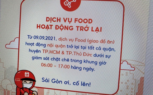 Grab, ShopeeFood mở lại dịch vụ giao đồ ăn tại TP.HCM