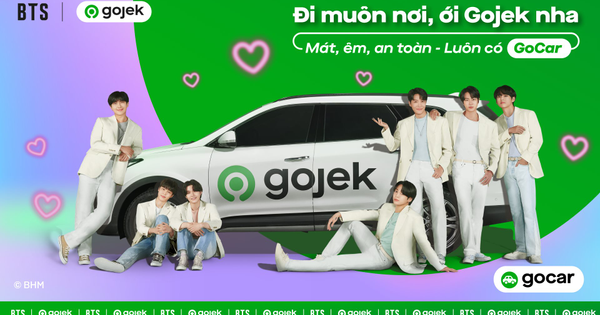 Poster chiến dịch hợp tác giữa Gojek và BTS. Ảnh: Gojek.