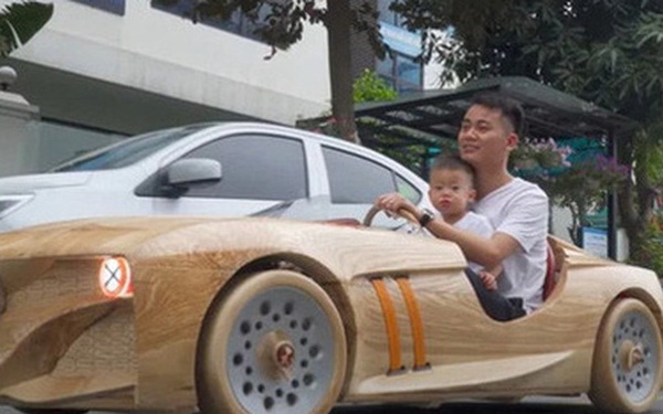 Bac Ninh’s young father builds a super car to take his kids to school, surprising everyone