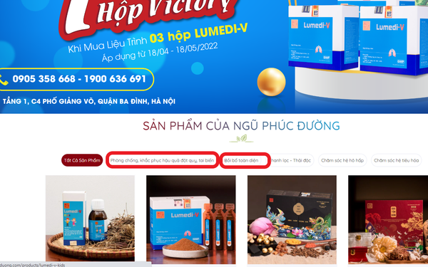 Continue to detect health foods Lumedi-V, Lumedi -V KISD of Ngu Phuc Duong in violation of advertising