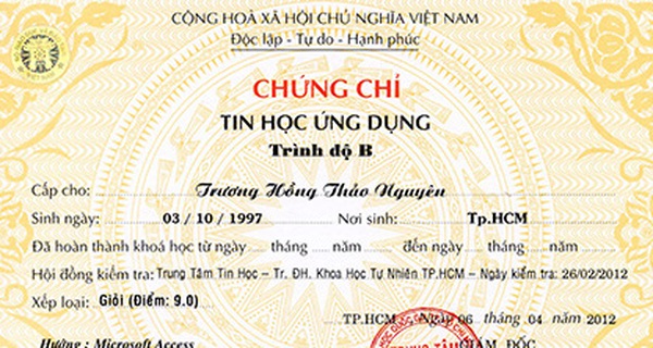 Dừng cấp phôi chứng chỉ tin học ứng dụng A, B, C từ ngày 15-12