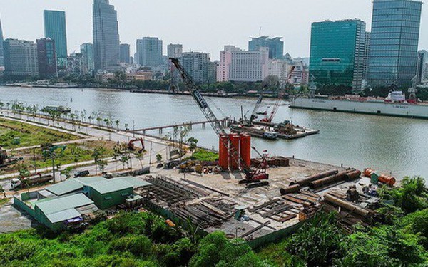 Toàn cảnh dự án cầu Thủ Thiêm 2 đang xây dựng nối khu trung tâm Quận 1 với KĐT Thủ Thiêm
