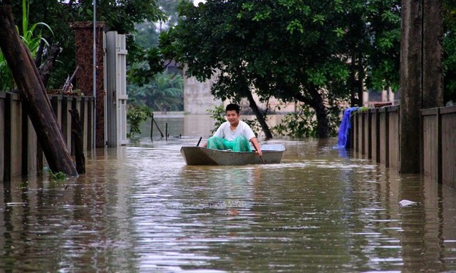 Nước sông Lam dâng cao, Nghệ An ngập lụt trên diện rộng - Ảnh 6.