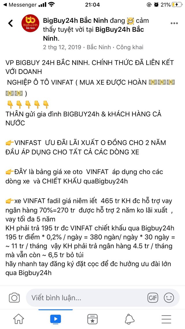 Sàn TMĐT Bigbuy24h trước khi “dính phốt”: Tuyên bố liên kết với Vinfast để mua ô tô hoàn tiền, tặng ĐT bóng đá Việt Nam hàng trăm triệu đồng - Ảnh 1.