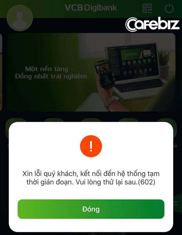 Hệ thống Vietcombank gặp sự cố không thể giao dịch, không nhận được tiền? - Ảnh 1.