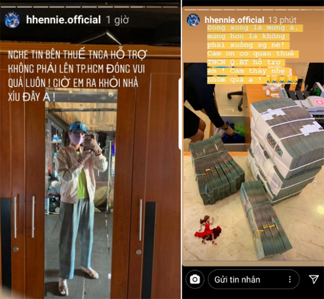 H’Hen Niê đeo khẩu trang, mang 5 chồng tiền đi đóng thuế thu nhập cá nhân - Ảnh 1. H’Hen Niê đeo khẩu trang, mang 5 chồng tiền đi đóng thuế thu nhập cá nhân - Ảnh 1.