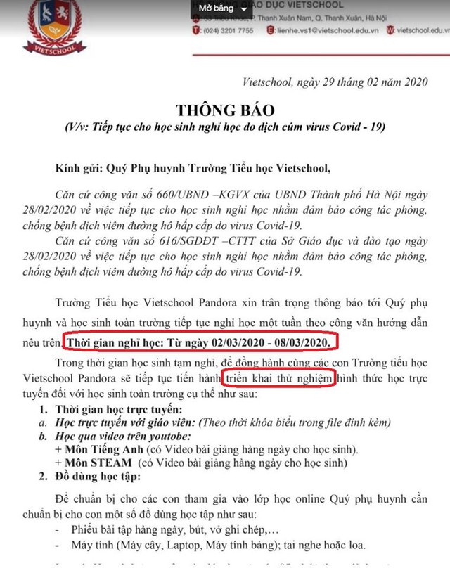 Phụ huynh một trường tiểu học ở Hà Nội tố bị trường gửi email đe dọa sau khi phản đối chính sách học phí mùa dịch - Ảnh 2.