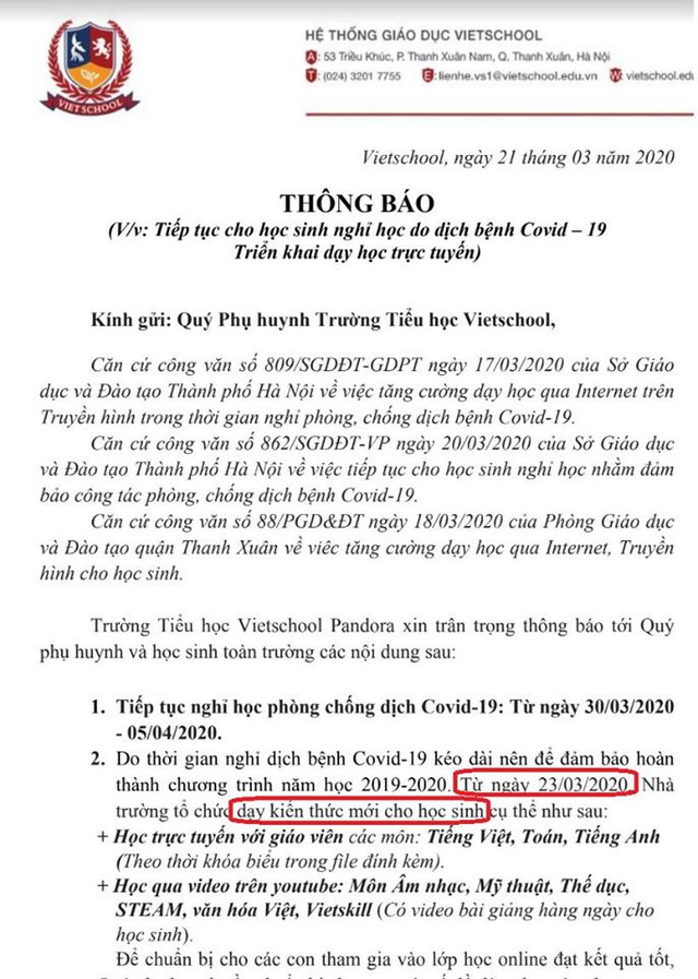 Phụ huynh một trường tiểu học ở Hà Nội tố bị trường gửi email đe dọa sau khi phản đối chính sách học phí mùa dịch - Ảnh 3.