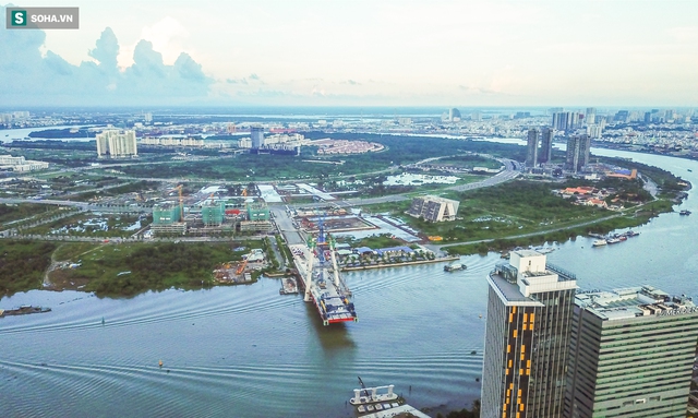 Cầu Thủ Thiêm 2 vươn mình ra sông Sài Gòn, lộ hình dáng khi nhìn từ trên cao - Ảnh 15.