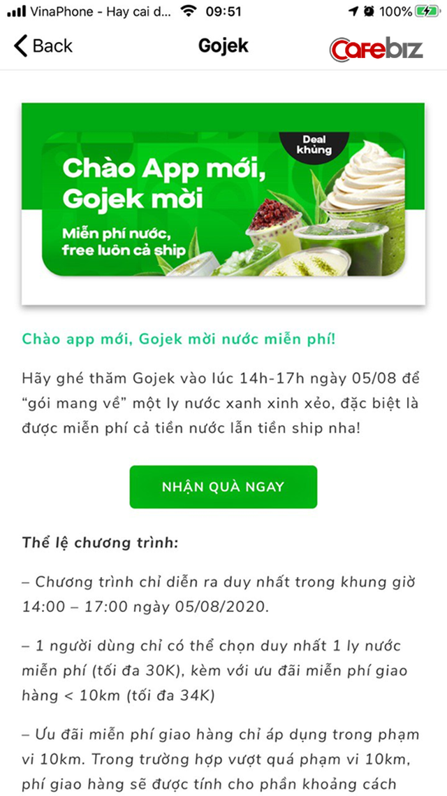 Tạm biệt GoViet, Gojek “chơi lớn” tặng đồ uống, khuyến mãi chuyến đi chỉ 1.000 đồng cho người dùng - Ảnh 1.