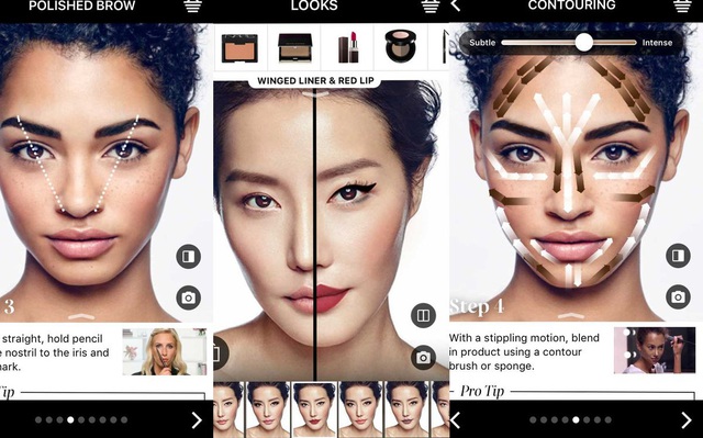 Hãng mỹ phẩm Sephora đã ứng dụng công nghệ VR phục vụ cho việc thử sản phẩm online của khách hàng. Ảnh: The Verge Hãng mỹ phẩm Sephora đã ứng dụng công nghệ VR phục vụ cho việc thử sản phẩm online của khách hàng. Ảnh: The Verge