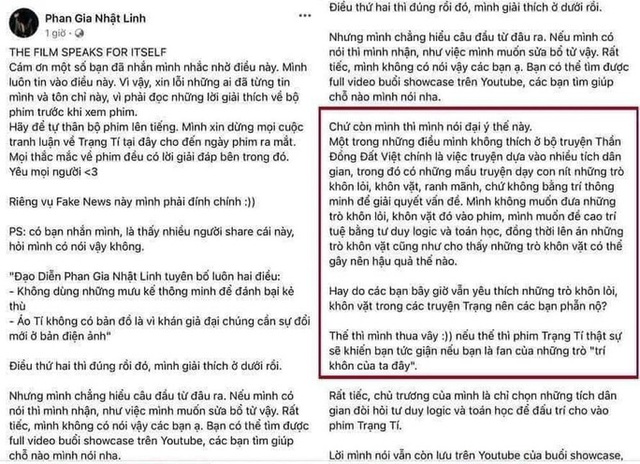  Cư dân mạng nổi trận lôi đình trước phát ngôn của đạo diễn phim Trạng Tí  - Ảnh 1.