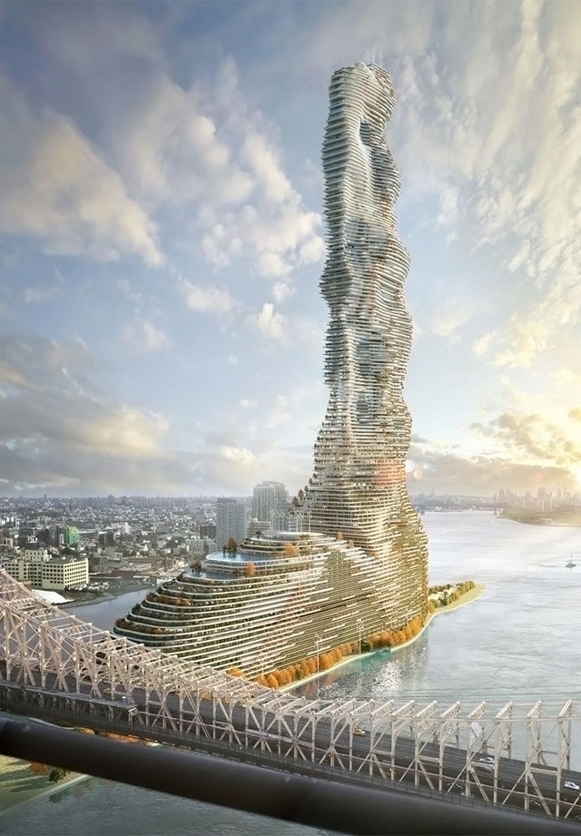 New York sắp có tòa nhà dân cư “bể chứa cacbon” khổng lồ, cao 737m, trồng 1.600 cây xanh, nằm giữa đảo - Ảnh 1.
