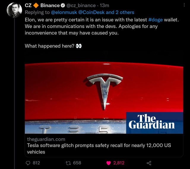 Bị Elon Musk đá xoáy về Dogecoin, CEO Binance liền bật lại 1 câu khiến ông chủ Tesla phải câm lặng khi đọc được - Ảnh 2.