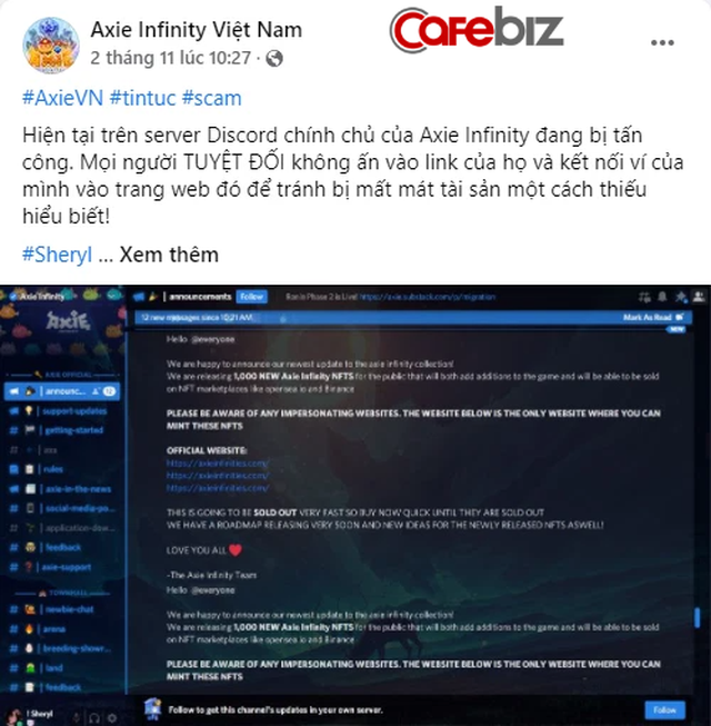 Người chơi bị hacker lừa mất gần 100.000 USD, Axie Infinity tuyên bố hoàn tiền cho nạn nhân - Ảnh 1.