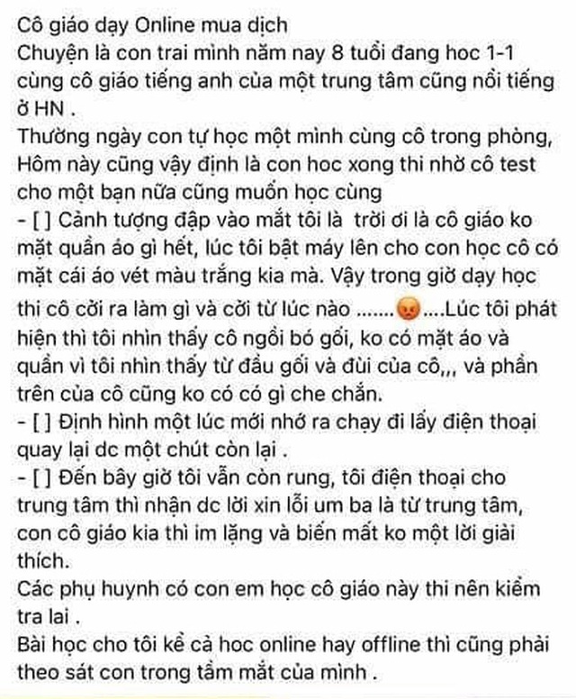  Cô giáo Hà Nội bị tố không mặc quần áo khi dạy học online: Không còn mặt mũi nào để giảng dạy nữa - Ảnh 1.