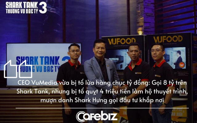 CEO Lê Tuấn Vũ (thứ 2, từ phải sang) trên Shark Tank Việt Nam mùa 3.