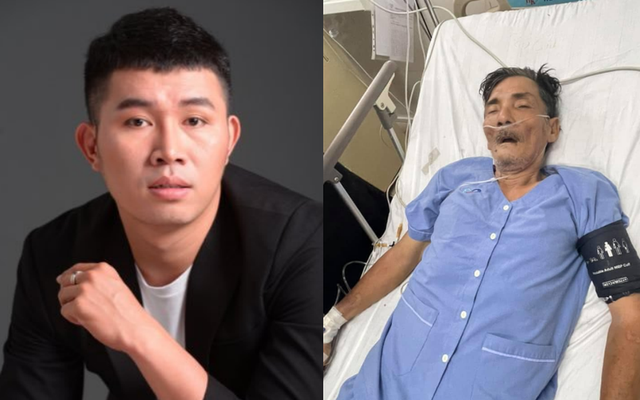 MC Phạm Anh tới thăm Thương Tín khi ông điều trị tại bệnh viện hồi tháng 2/2021.