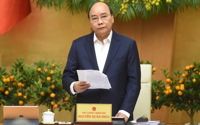 Thủ tướng Nguyễn Xuân Phúc phát biểu khai mạc phiên họp Chính phủ thường kỳ tháng 1/2021. Ảnh VGP/Quang Hiếu