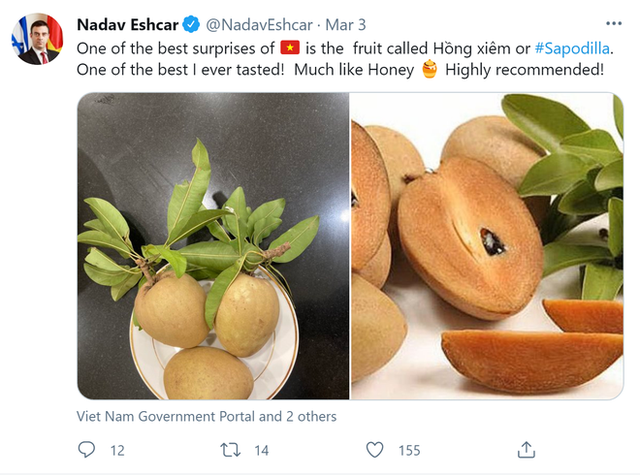 Đại sứ Israel tấm tắc khen loại trái cây ngọt như mật ong của Việt Nam trên Twitter - Ảnh 1.