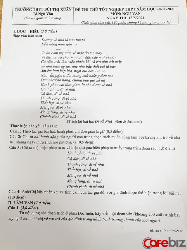 Đen Vâu và bài hát “Đi về nhà” vào đề thi thử tốt nghiệp THPT - Ảnh 1.