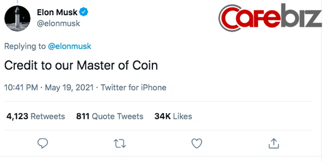 Elon Musk có động thái cứu thị trường, tweet khen ngợi ‘Master of coin’ - Ảnh 2.