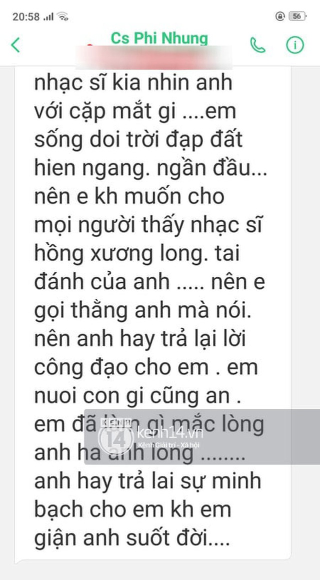  Độc quyền: Nhạc sĩ Chim Trắng Mồ Côi tung tin nhắn chứng minh bị Phi Nhung uy hiếp, kể ngọn nguồn và lời xin lỗi bất ngờ sau đó - Ảnh 3.