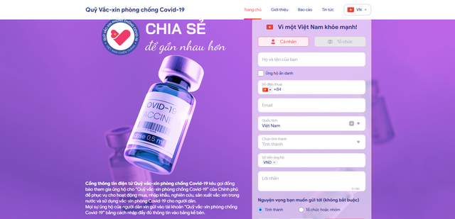 Ra mắt website chính thức của Quỹ vaccine COVID-19: Chung tay cùng cả nước chống dịch chưa bao giờ dễ dàng đến thế! - Ảnh 1.